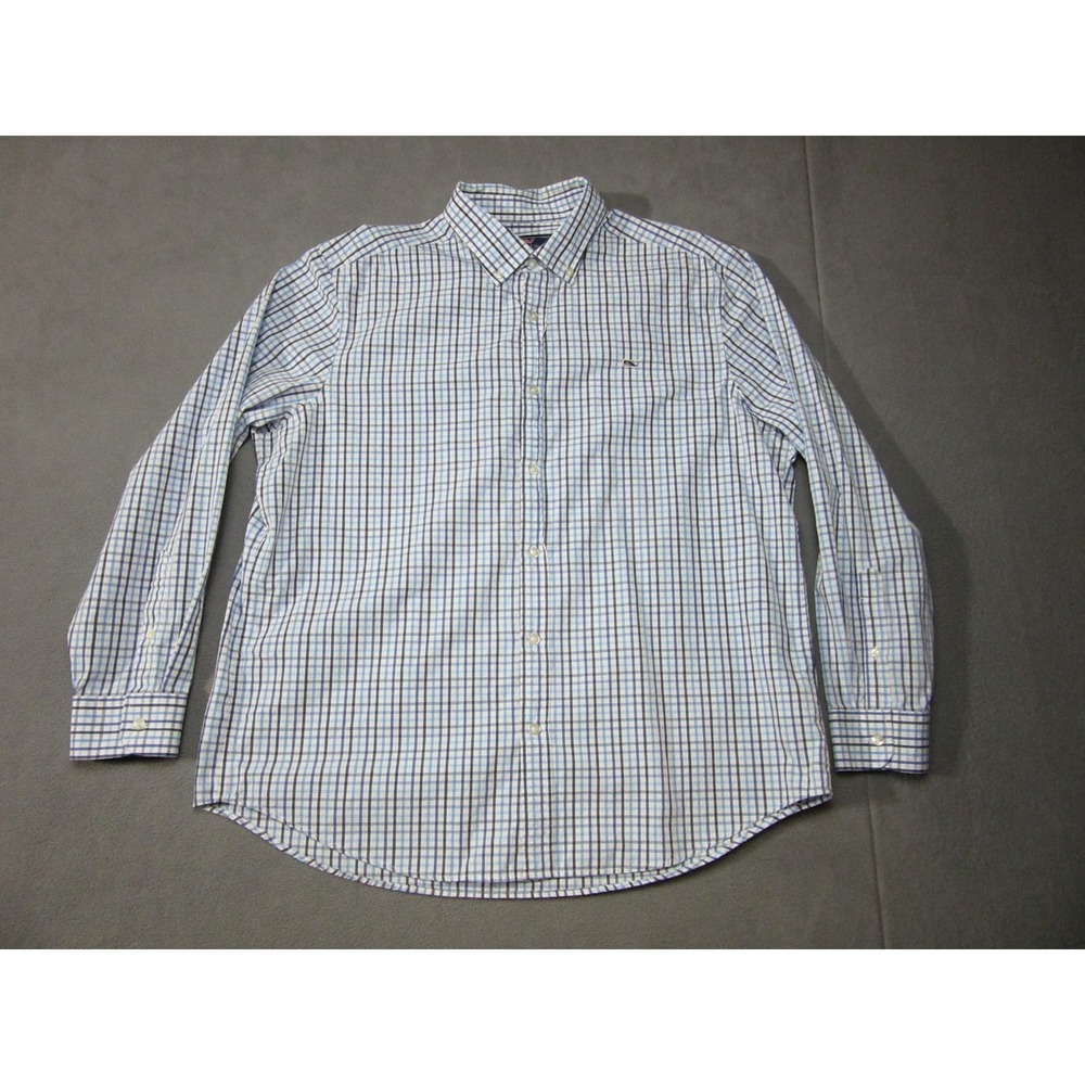 Vineyard Vines Button Down Mens XL Blue Excellent Check Whale Shirt 1W010257